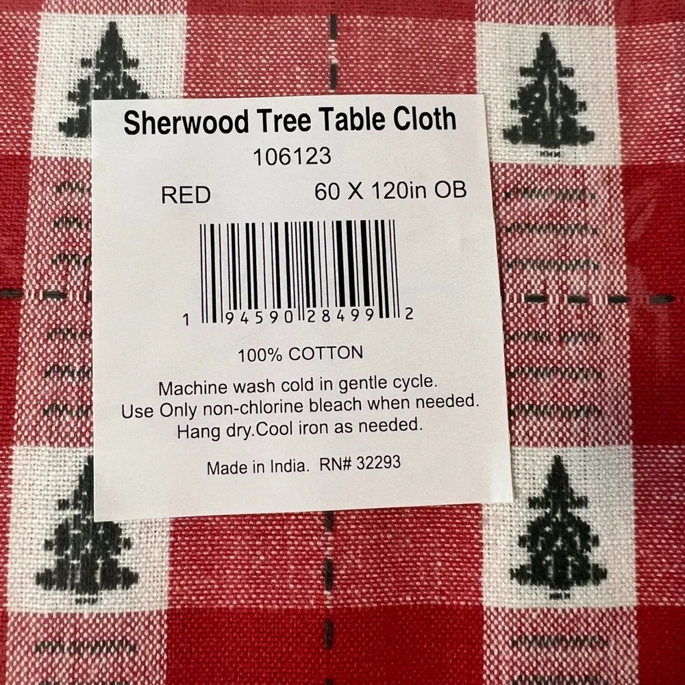 Sherwood Tree Dobby Tablecloth Red‎ 60 x 120 NIP Cotton